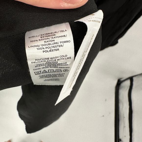 LOFT NWT Black Swing Tiered Button Front Long Sleeve Midi Dress // M - Picture 7 of 8